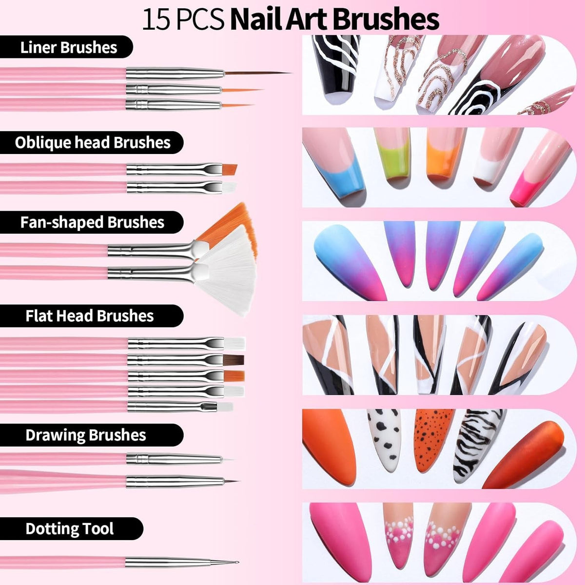 Nail Art Tools Kit with Brushes Dotting Tools & Palette for DIY Nails