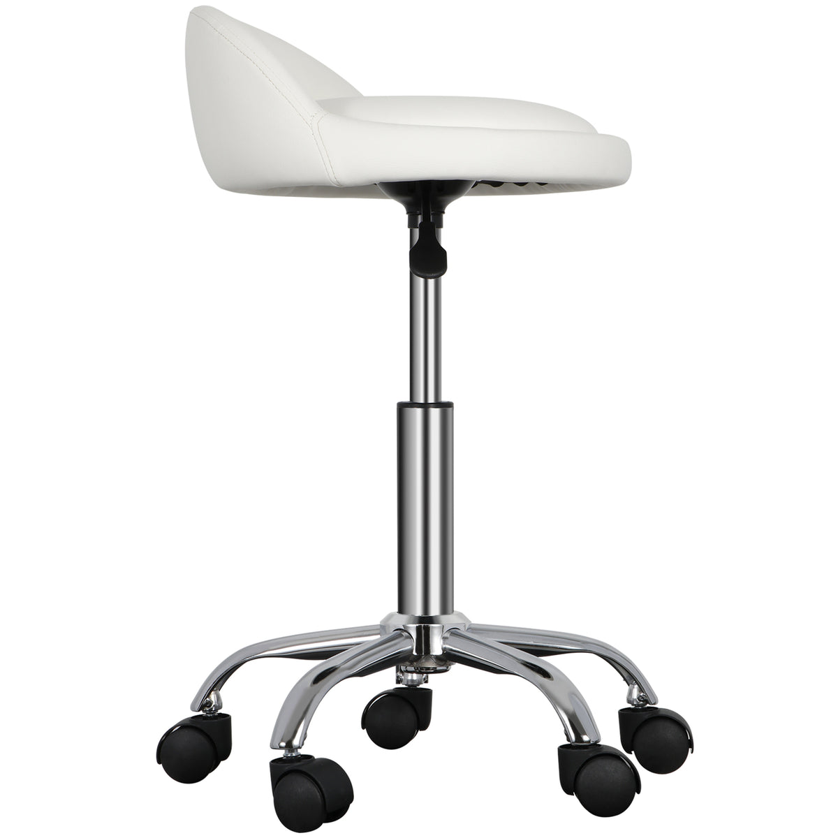 Adjustable Hydraulic Swivel Salon Stool with Backrest - White