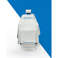 Waterproof Barber Cape with Rubber Neck Seal - White and Blue