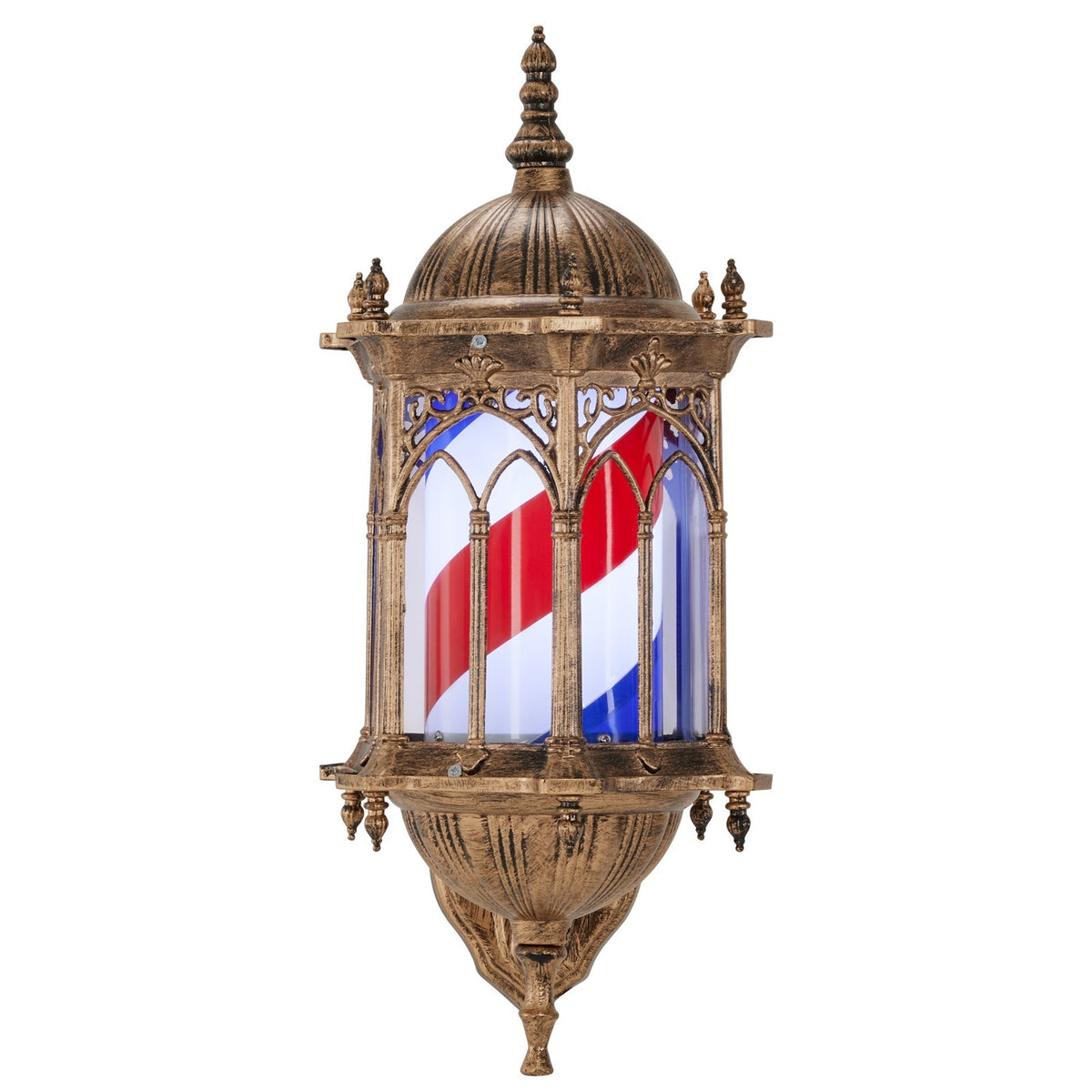 Wall-Mounted Vintage Barber Pole Sign with Rotating LED Strips for Salons