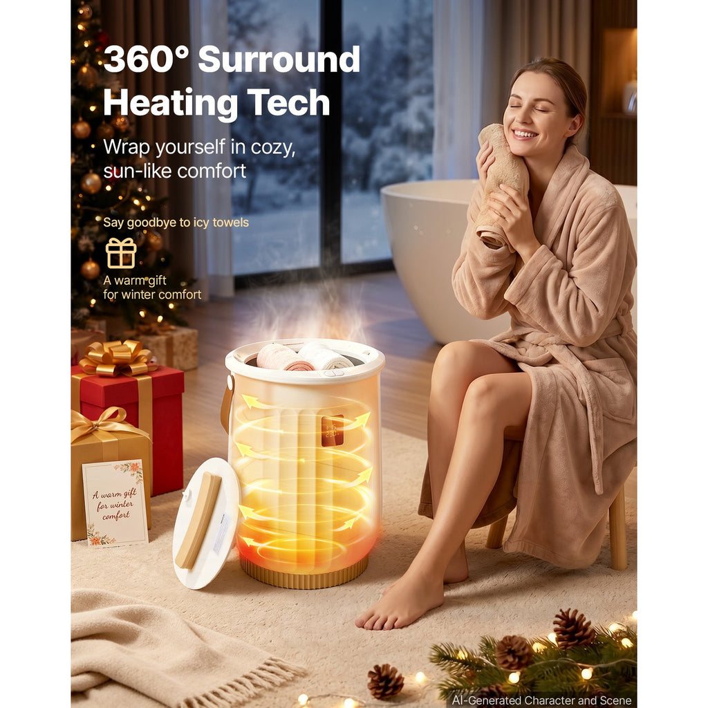 20L Bathroom Towel Warmer with LED Timer and Adjustable Heating