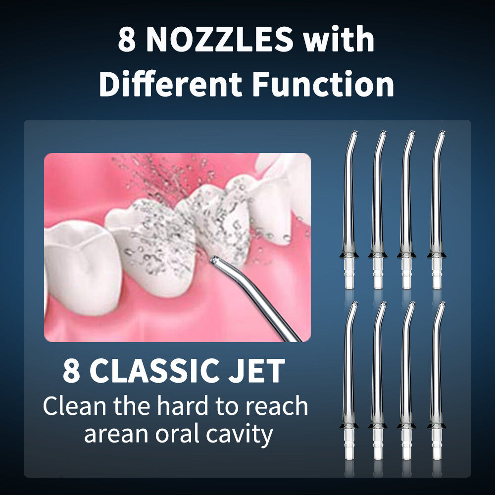 Rechargeable Cordless Dental Water Flosser with 5 Tips, 300ml Tank & Travel Design