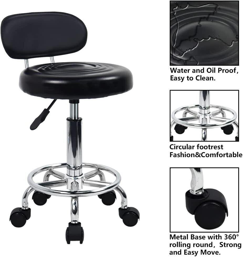 Adjustable Swivel Salon Stool with Wheels for Spa Tattoo Facial Massage