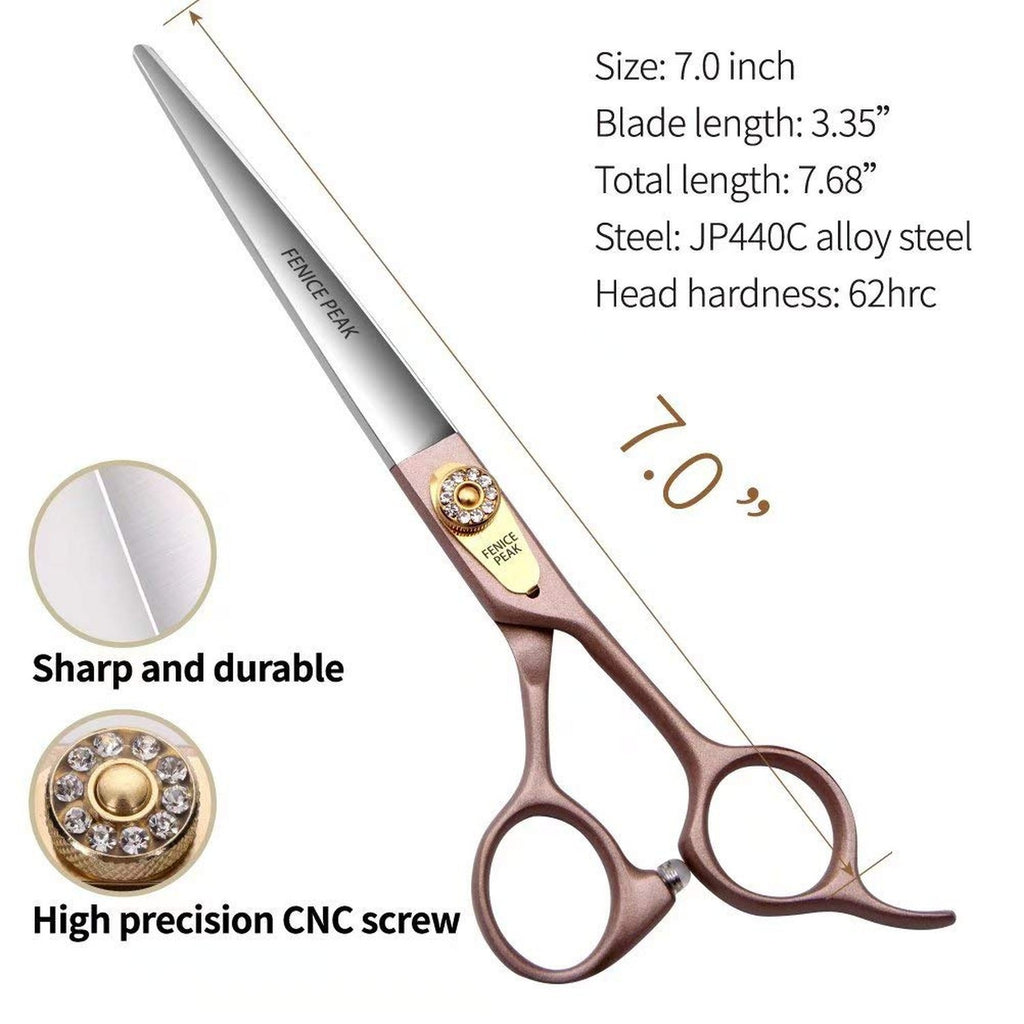 Dog Grooming Scissors 7-Inch Stainless Steel Pet Shears with Rose Gold Finish
