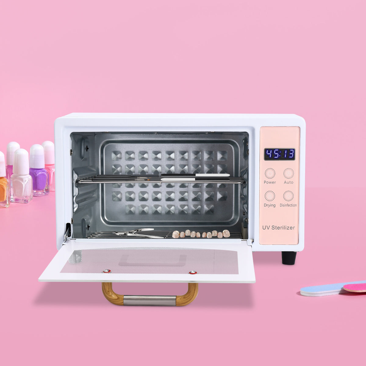 Tabletop Nail Tool Sterilizer and Dryer Box 160W for Nail Care Hygiene