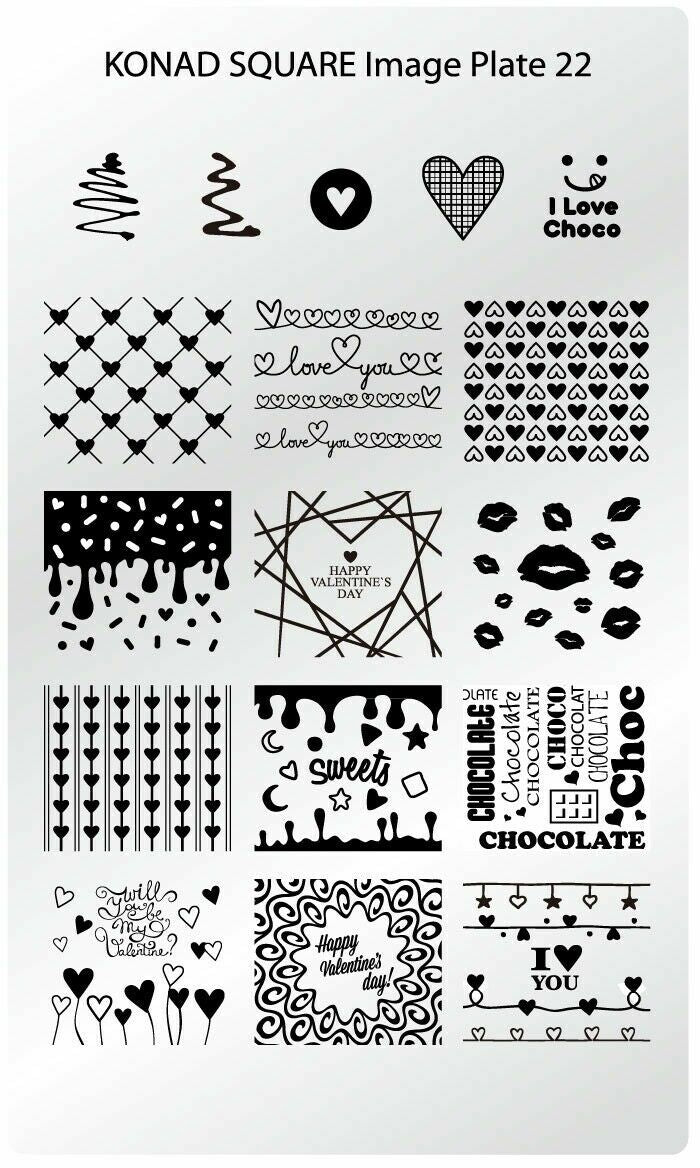Stamping Nail Art Plate Valentines Day Square Image Design for Manicure