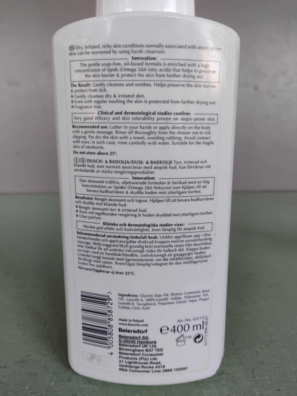 Eucerin Atocontrol Bath & Shower Oil - 400ml Relief for Dry Skin