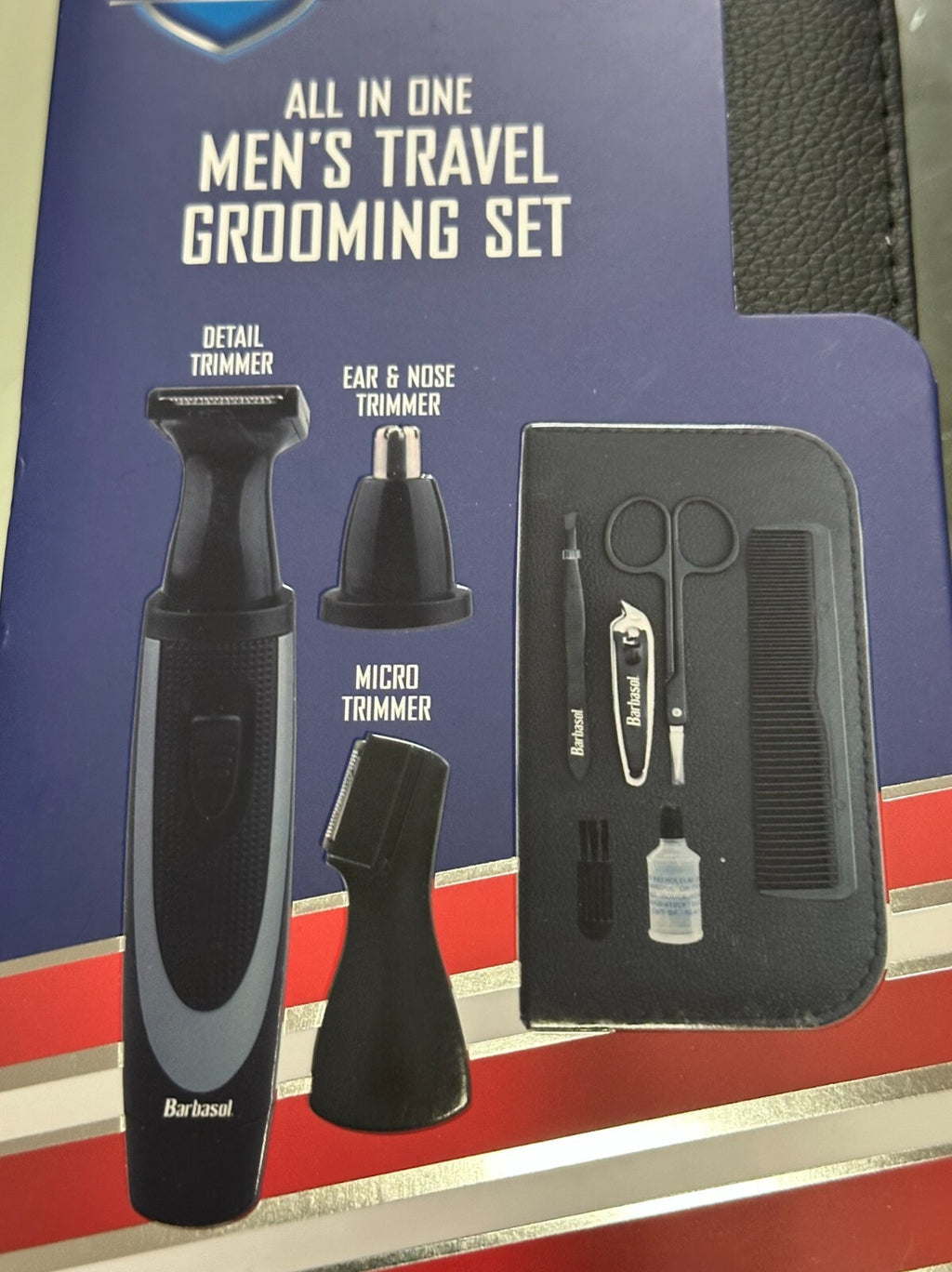Men's Travel Grooming Kit with Ear Nose Micro Trimmer & Manicure Set