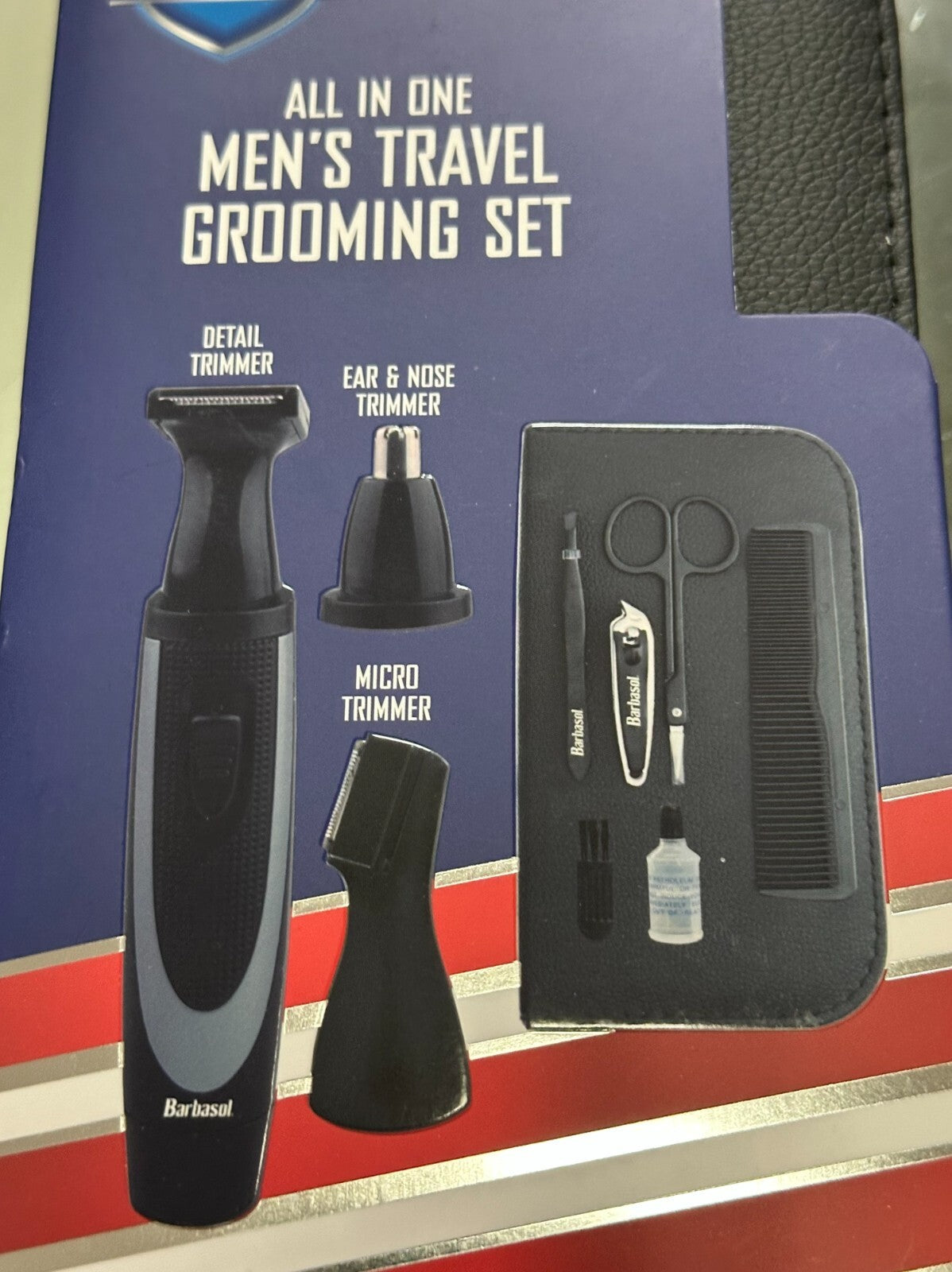 Men's Travel Grooming Kit with Ear Nose Micro Trimmer & Manicure Set