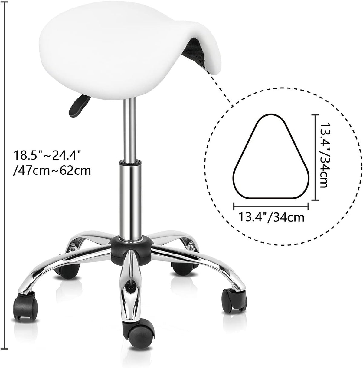 Ergonomic Saddle Stool Adjustable Hydraulic Seat with Swivel Wheels