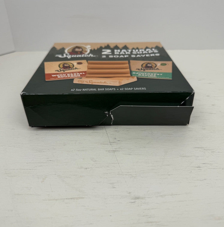 Natural Bar Soap Gift Set with Wooden Savers - Bourbon & Rainforest Scents