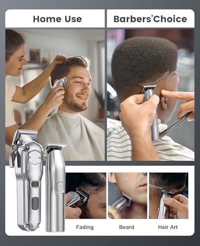 Cordless Hair Clippers & Trimmers Set for Men – Professional Grooming Kit with Adjustable Fading & Blending