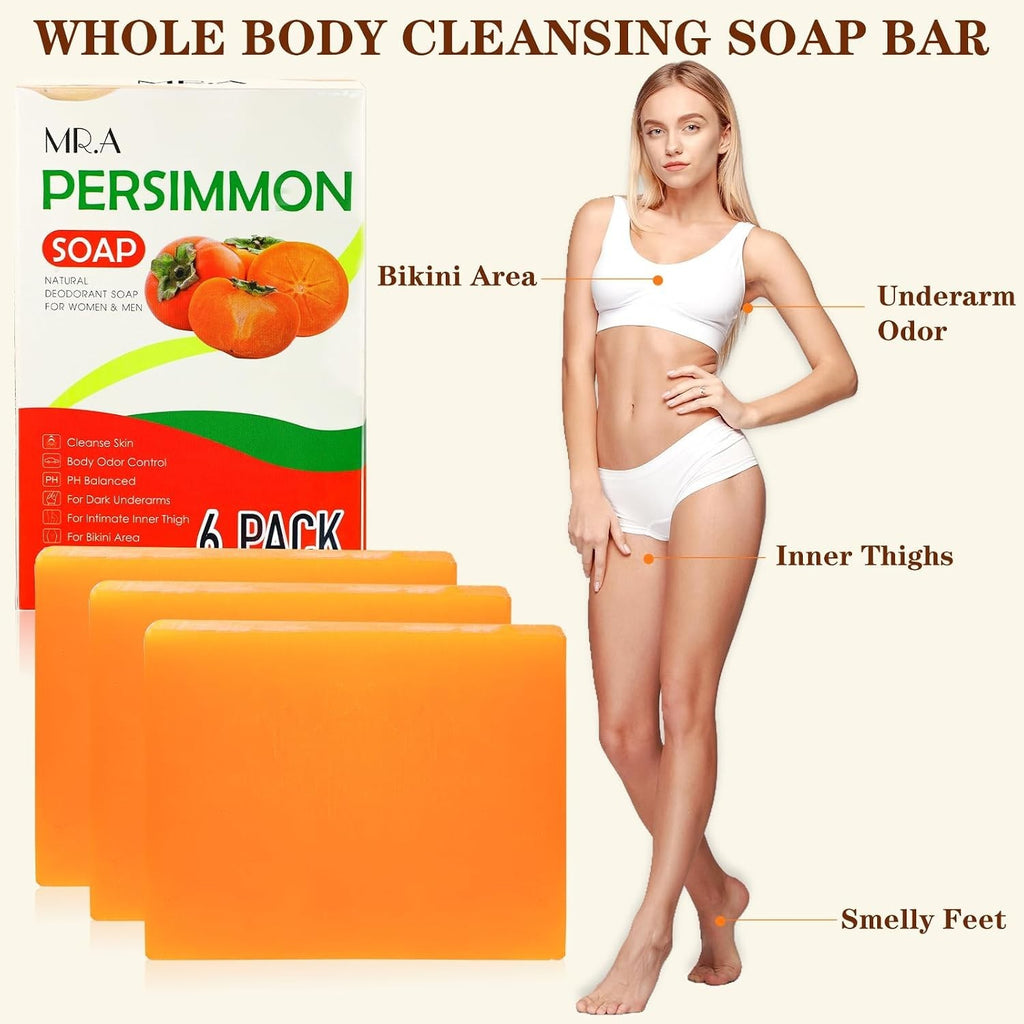 Japanese Persimmon Soap Bars - Natural Odor Control & Cleansing (6 Pack)