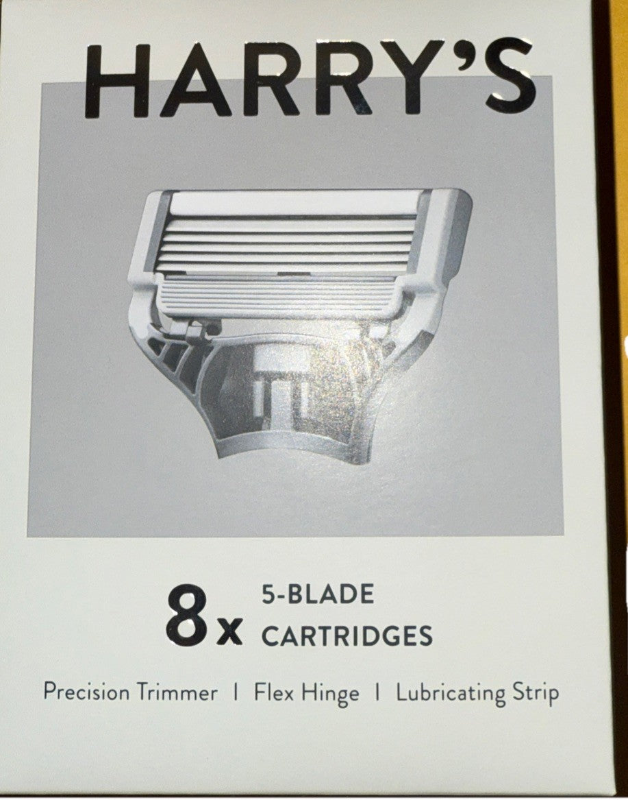 Harry's 8-Pack 5 Blade Razor Cartridges with Flex Hinge and Precision Trimmer
