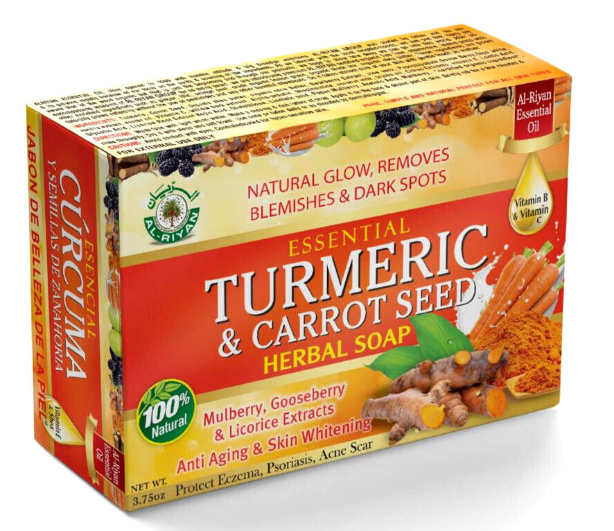 Organic Turmeric & Carrot Seed Bar Soap - Natural Vegan Brightening Skin
