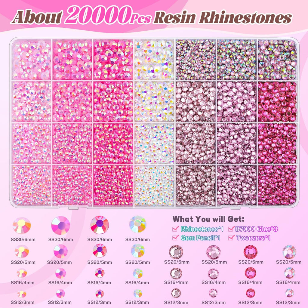 20000Pcs Rhinestones Bedazzling Kit with Jewelry Glue for Crafts & Nail Art