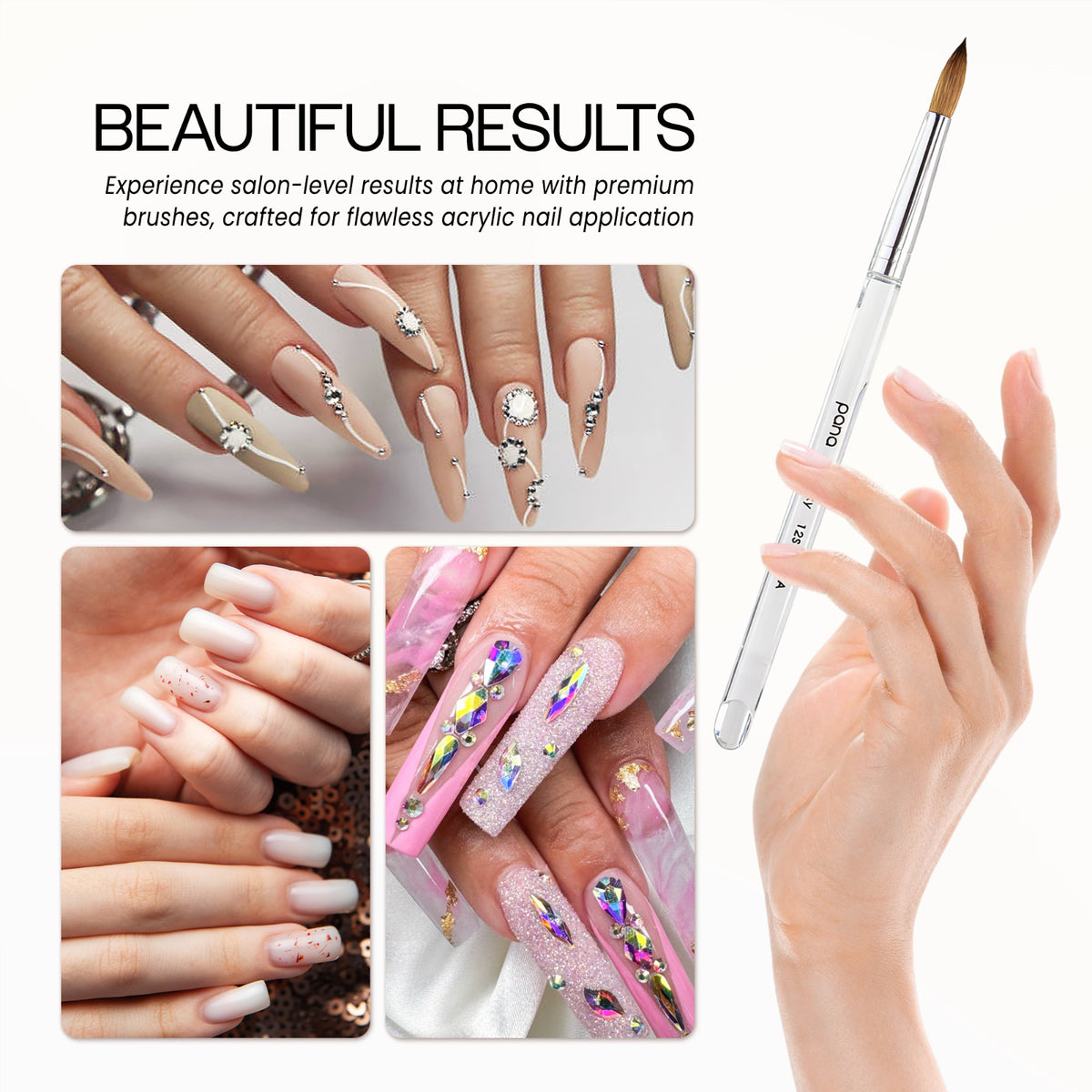 Professional Nail Art Brush with Round Acrylic Handle - Size 12, Kolinsky Hair