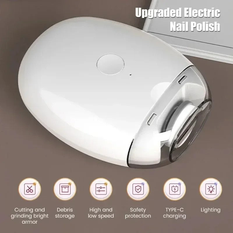 Rechargeable Electric Nail Clipper & Grinder with LED Light, 3 Speed Levels