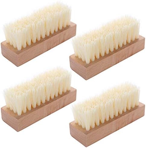 4 Pack Wooden Nail Brushes for Hand & Nail Cleaning - Non-Slip Grip