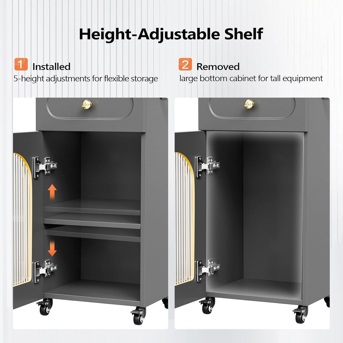 Salon Mobile Trolley Cart with Glass Door & Lockable Storage