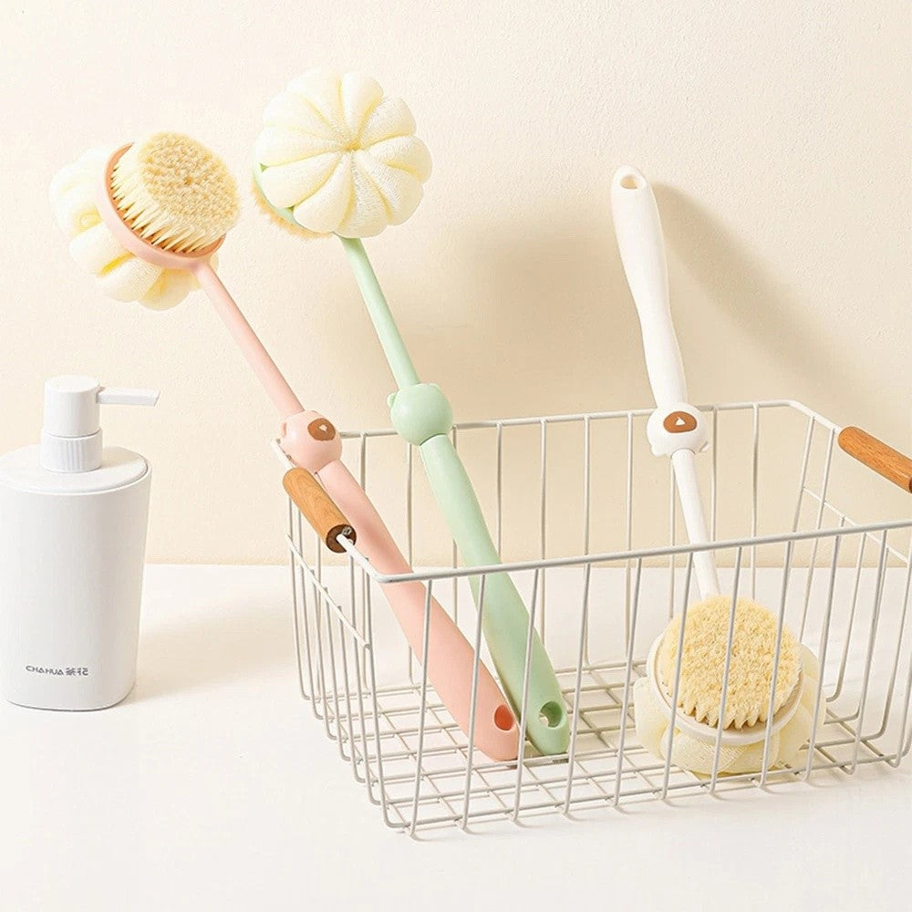 Long Handle Bath Body Brush Set for Exfoliating & Massage - Soft Bristles
