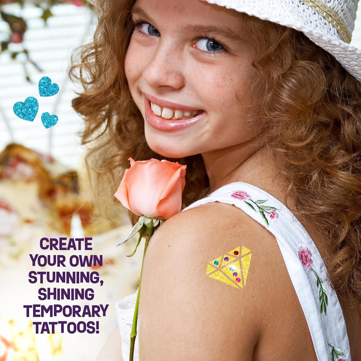 Glitter & Metallic Tattoo Kit for Kids – Glitter, Foil & Gem Body Art Set