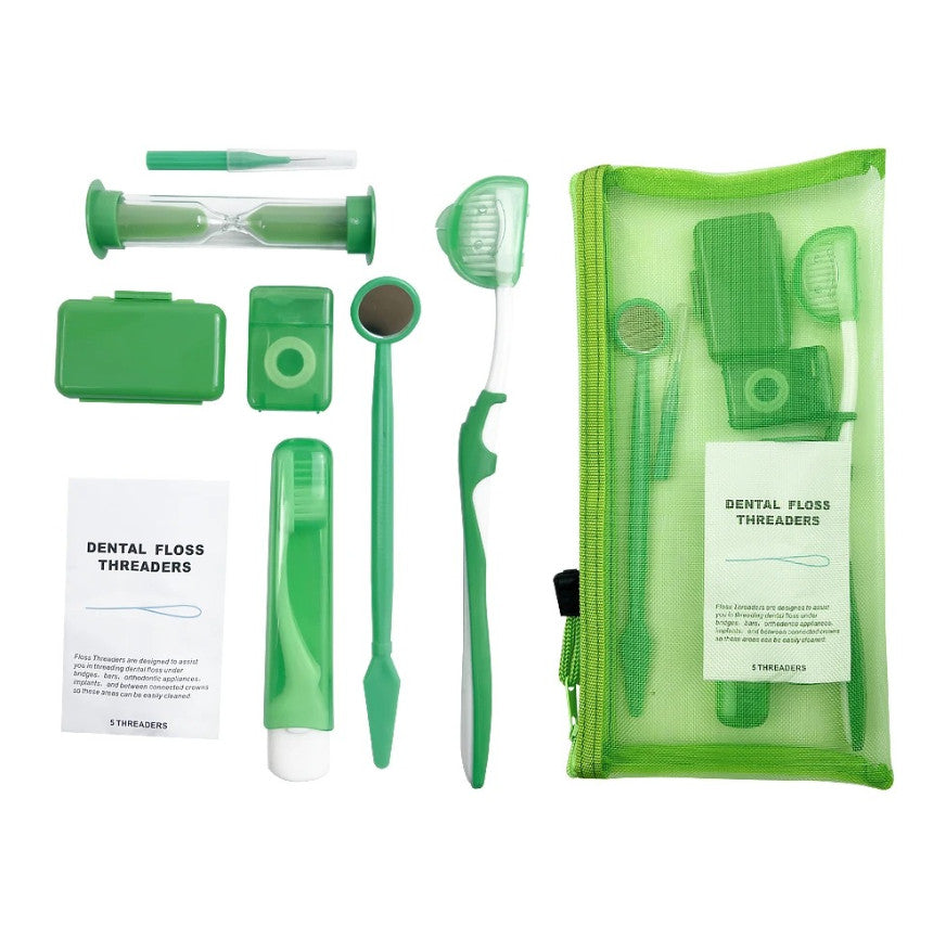 Orthodontic Dental Care Kit 8pcs Travel Set Braces Cleaning & Oral Hygiene