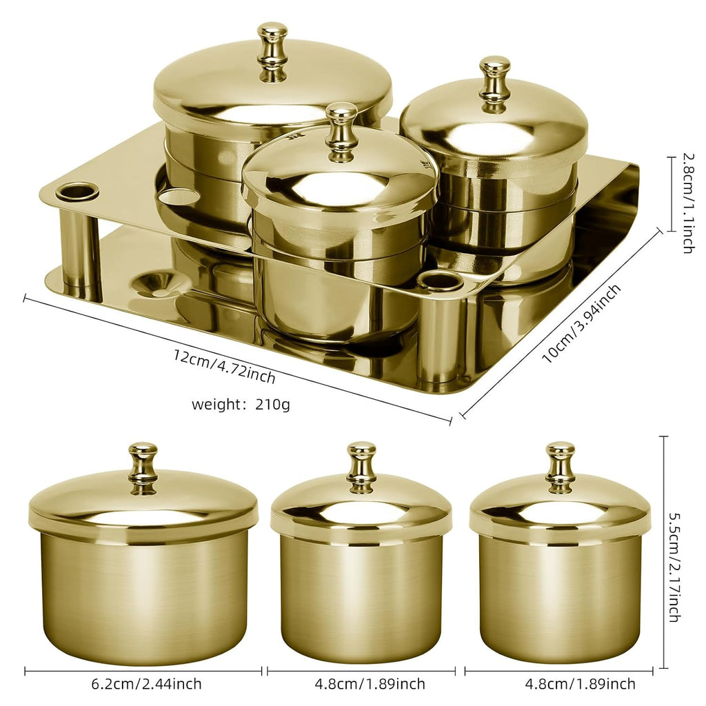 Stainless Steel Acrylic Liquid & Powder Cup Set with Lids - Nail Art Organizer