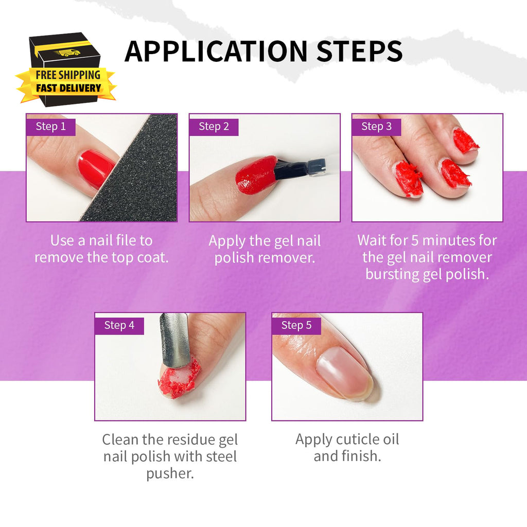 Gel Nail Polish Remover 2x10ml Fast & Easy Nail Polish Removal