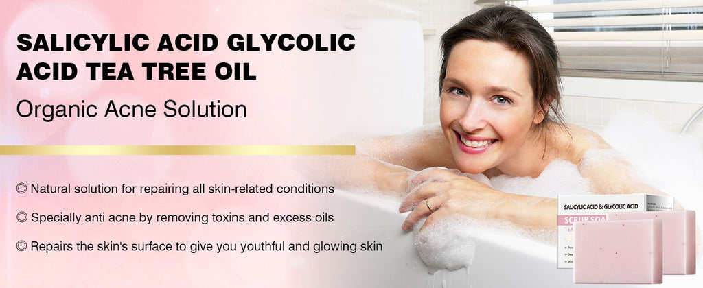 Salicylic Acid Facial & Body Exfoliating Soap Bar with Glycolic & Tea Tree