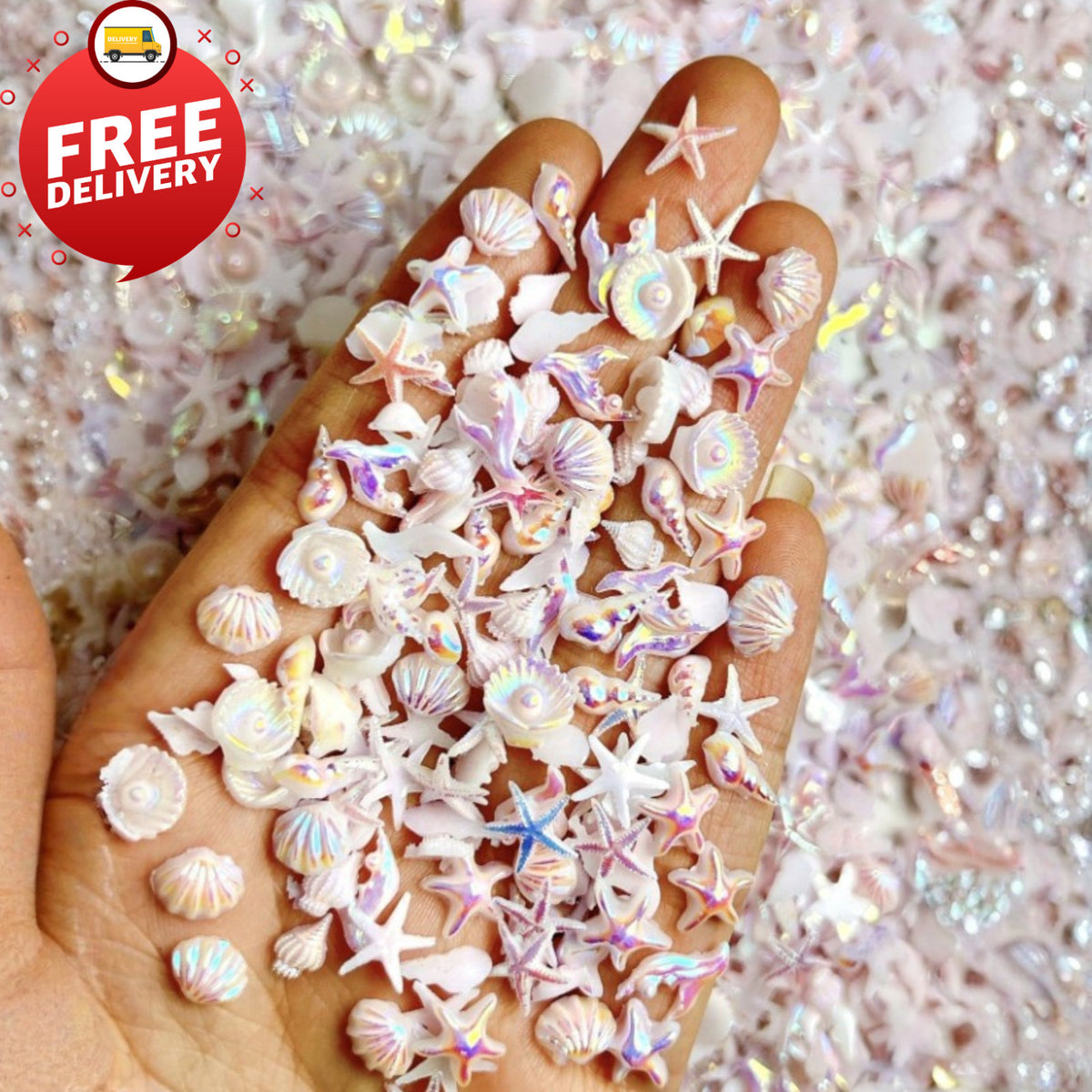 Mermaid Nail Art Charms Set - 30pcs Ocean Sea Shell Starfish Dolphin Decor