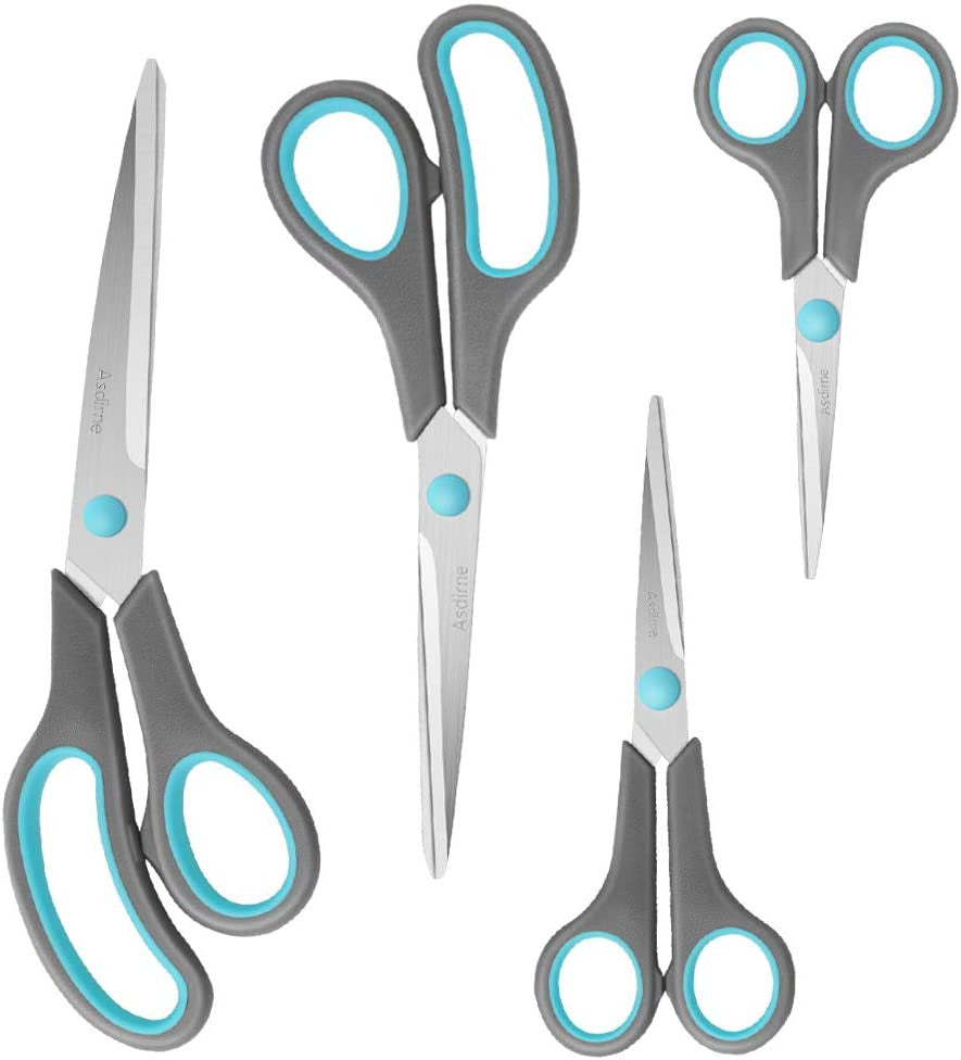 Set of 4 All-Purpose Scissors - Stainless Steel Blades, Ergonomic Handles