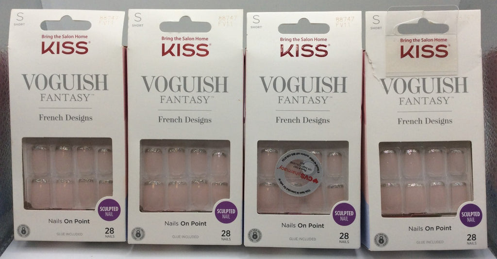 French Design Short Sculpted Nail Art Stickers - Pack of 4
