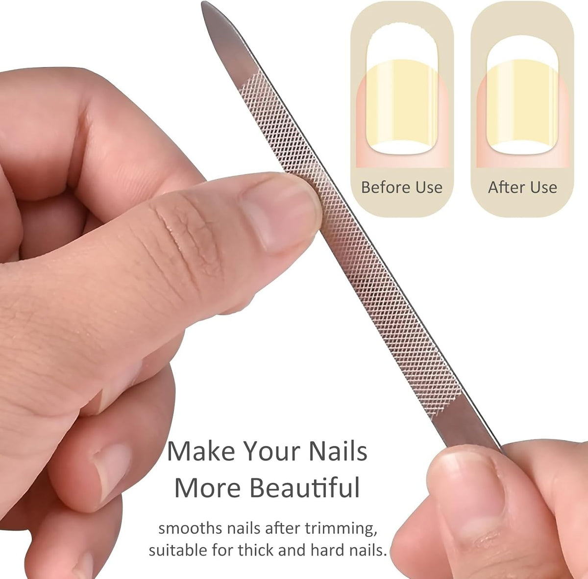Stainless Steel Double-Sided Nail Files Set - Manicure & Pedicure Tool