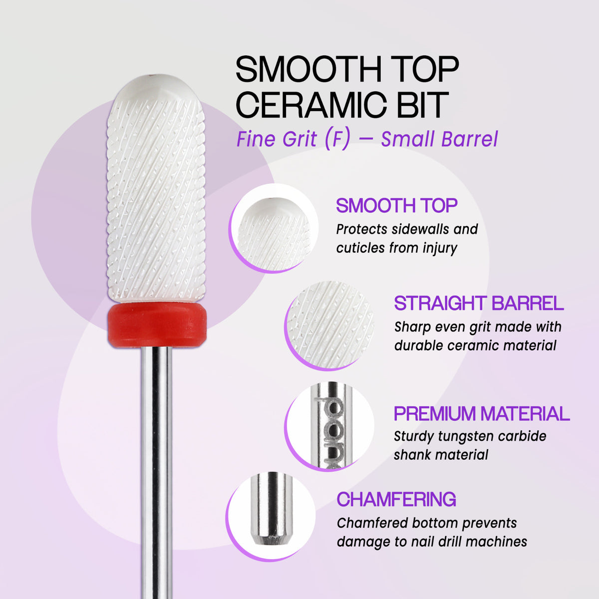 Ceramic Nail Drill Bit - Large & Small Barrel Sizes, Multiple Grits