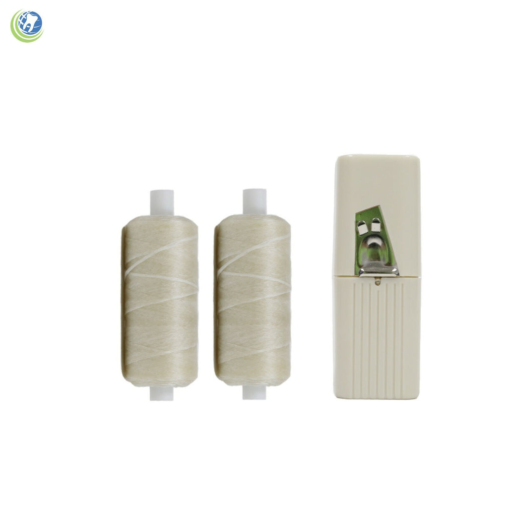 Dental Floss Dispenser with 2 Mint Waxed Floss Refills - 200 Yards
