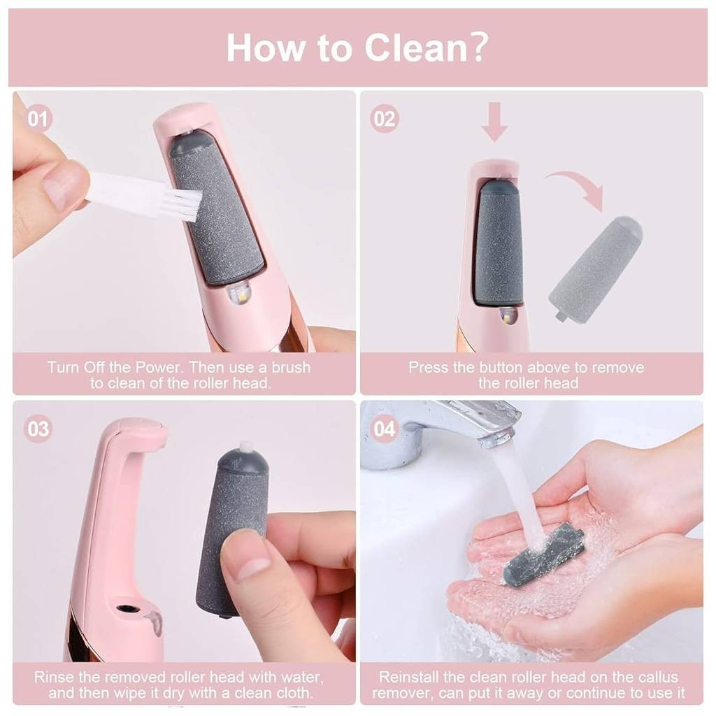 Rechargeable Electric Pedicure Tool for Feet Callus Remover with LED Light