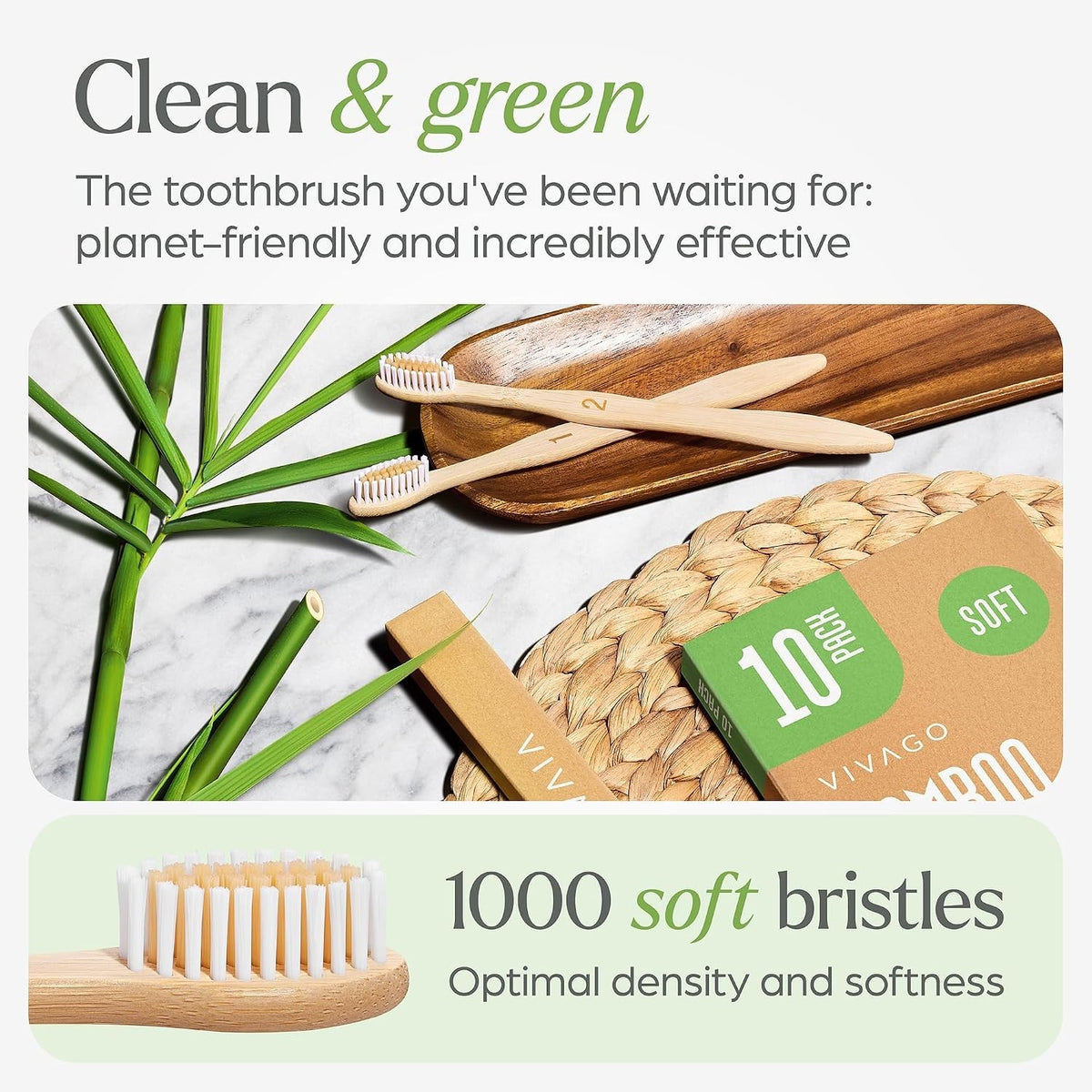 Eco-Friendly Bamboo Toothbrushes Set - Soft BPA-Free Bristles for Family Oral Care