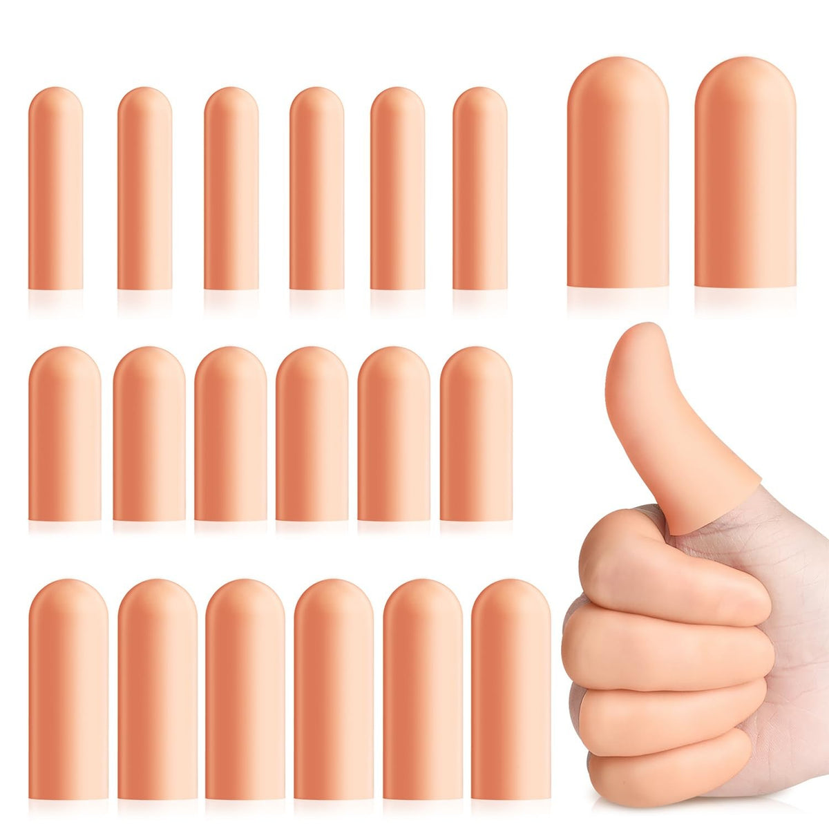 Gel Finger Protectors Set 20 Pcs Silicone Fingertip Covers for Pain Relief & Skin Care