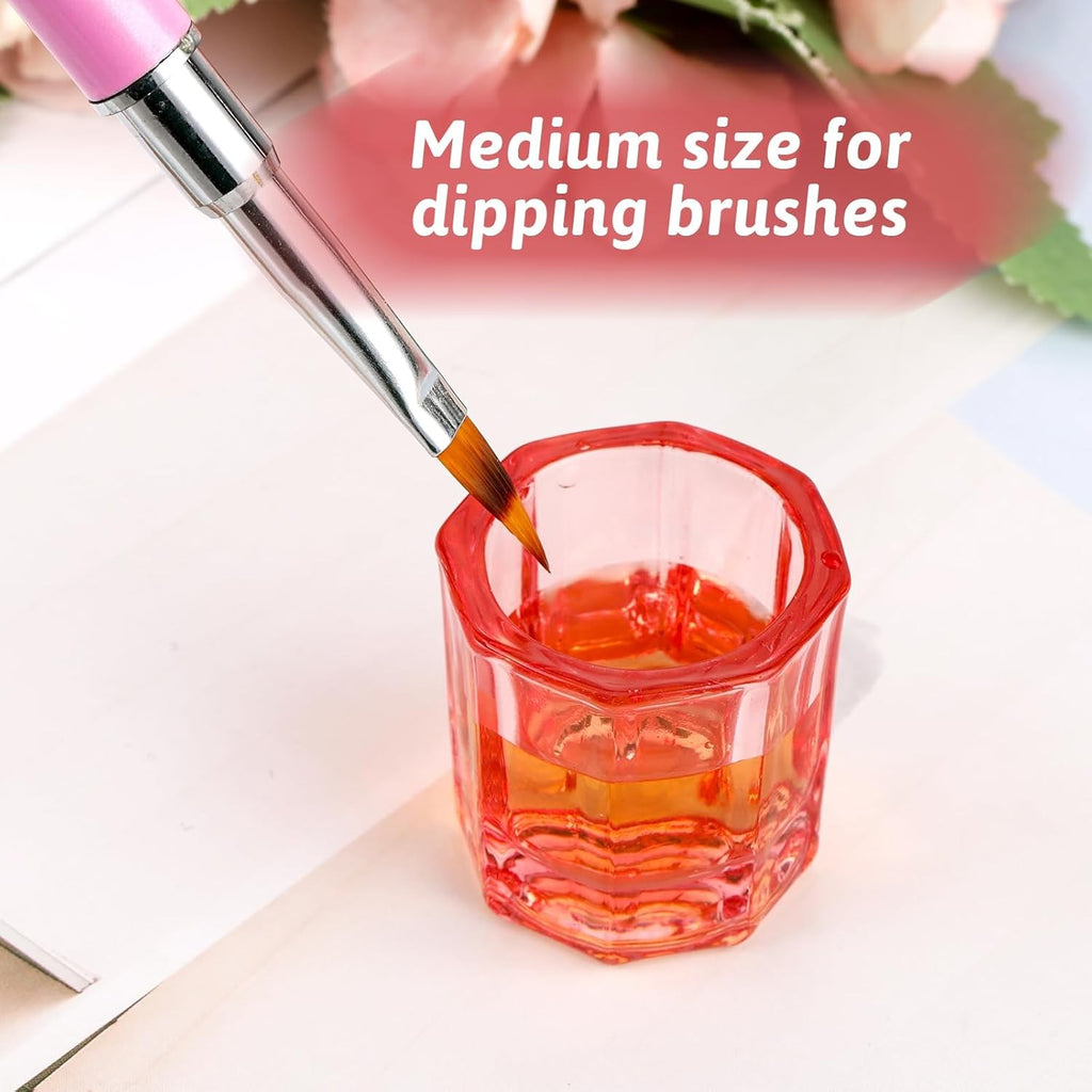 Pink Glass Dappen Dish Cups for Nail Art and Manicure Supplies – 2 Pack