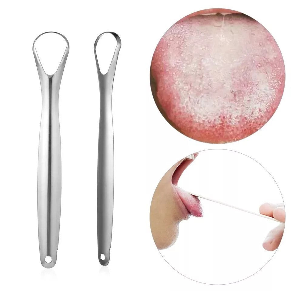 4 Pack Stainless Steel Tongue Scrapers - Oral Hygiene Cleaners for Fresh Breath