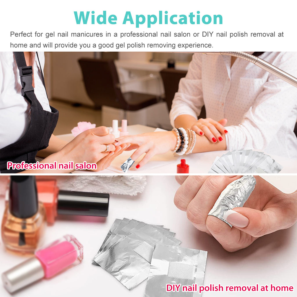 500PCS Nail Foil Wraps for Gel Polish Removal with Cotton Pads