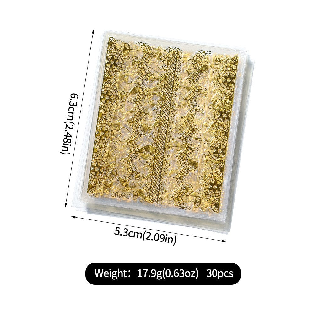 Gold Lace Moon and Star Nail Art Stickers - 10 Sheets for Elegant Nail Decoration