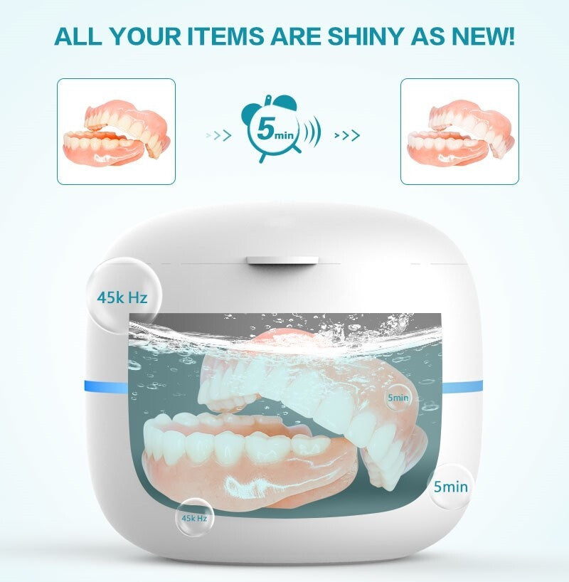 Ultrasonic UV Denture & Retainer Cleaner with LED Sterilization