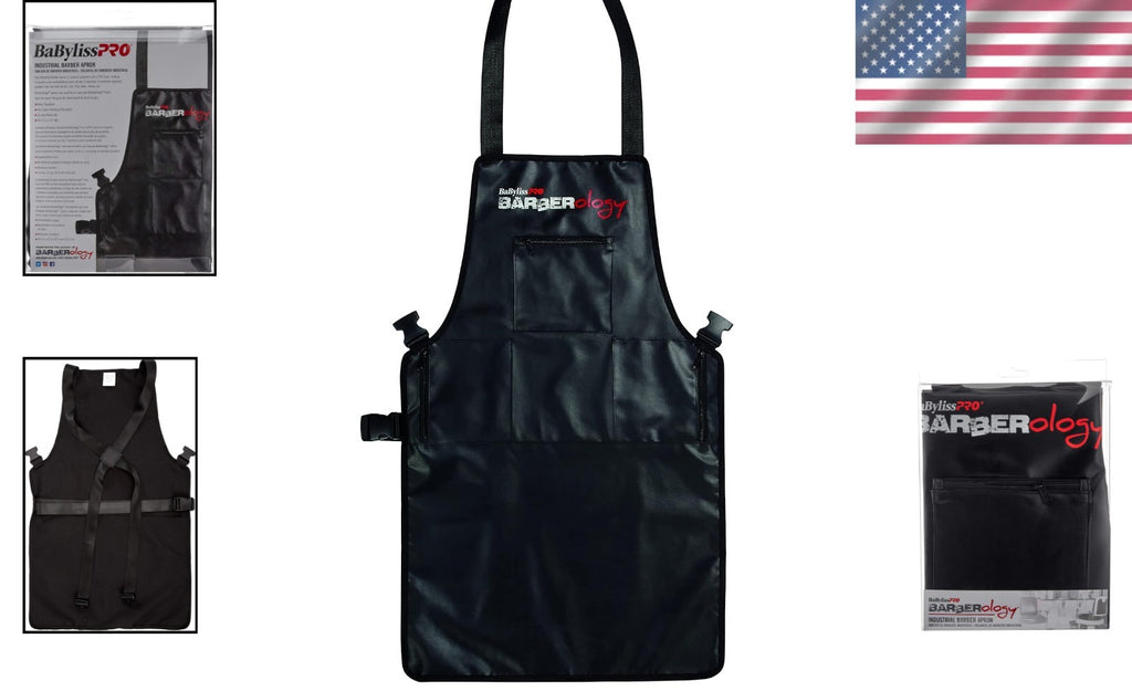 Professional Barber Apron Black Polyester with PVC Base Protection