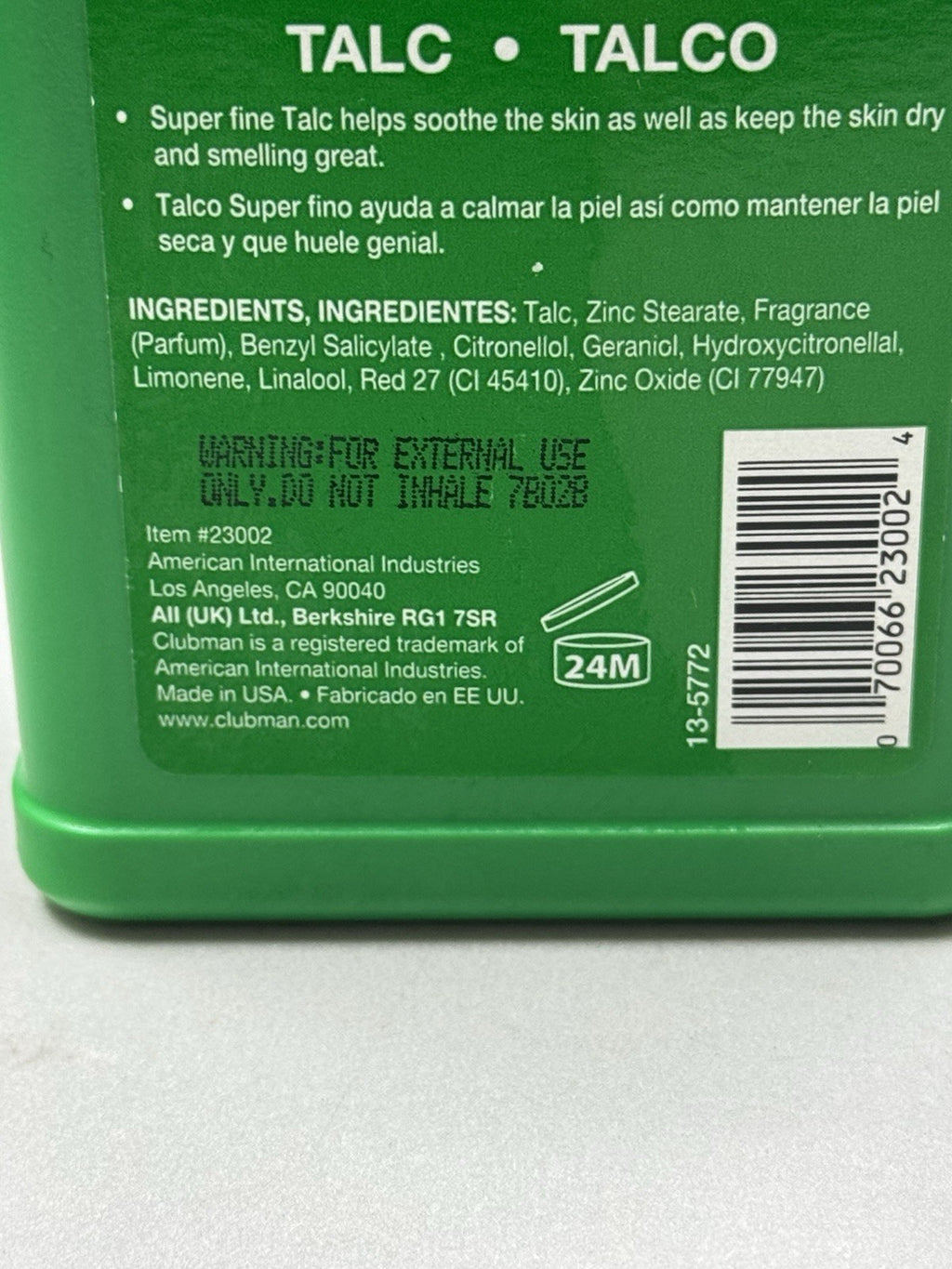 3 Pack Clubman Finest Talc Powder 10.8oz - Sealed, Scuffed Exterior