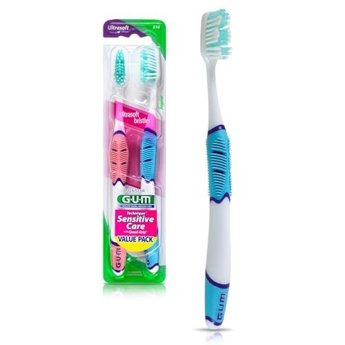 Sensitive Toothbrush with Ultra-Soft Bristles & Ergonomic Handle - 2 Pack
