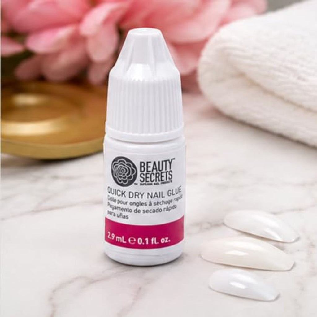 Nail Glue Quick Dry Clear 0.1 Ounce for Tips Wraps Crack Repair