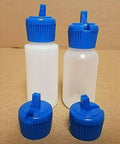 Plastic Dispensing Bottles with Blue Caps - 1 oz Squeezable Container Set