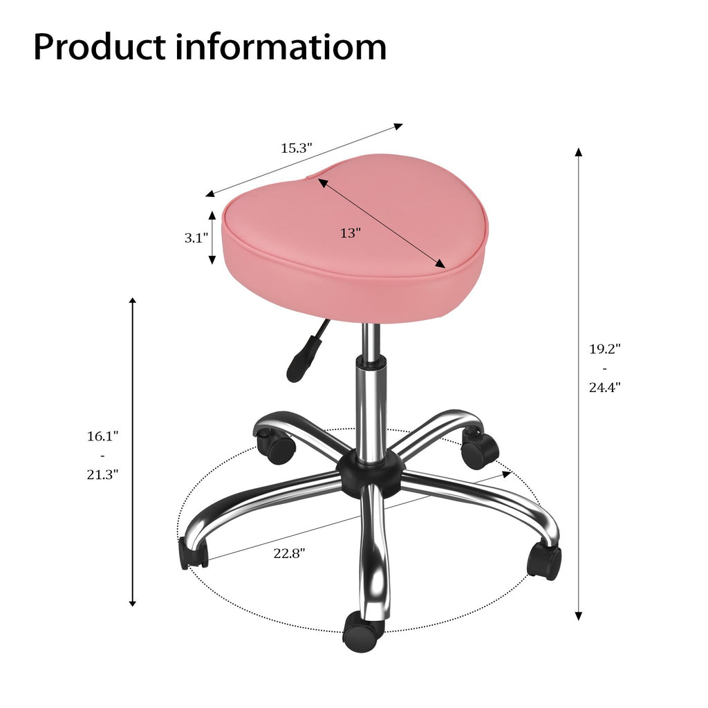 Ergonomic Rolling Stool with Heart-Shaped Seat for Salon & Tattoo Artists